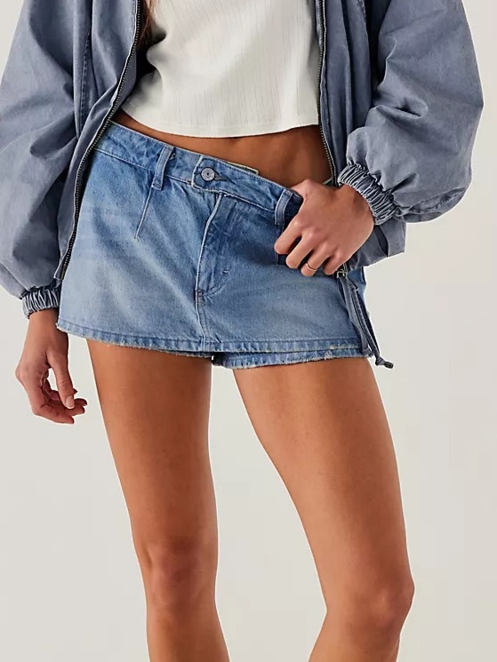 Free People We The Free Gallivanting Peekaboo Micro Skort Denim Sz 33